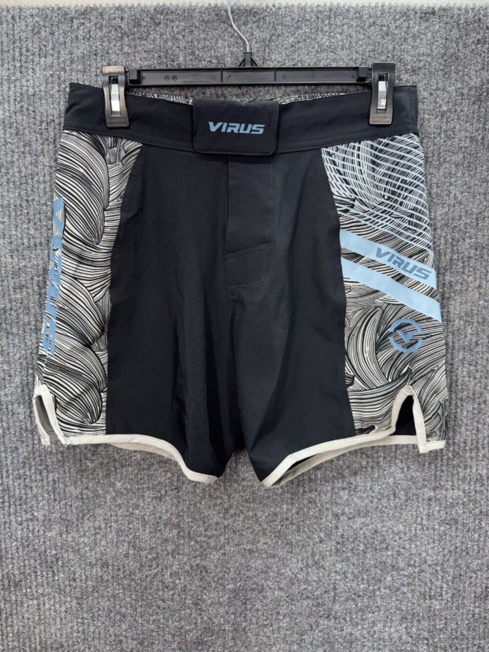 Virus Disaster 2 Shorts Mens Small/30 Black Gray MMA BJJ Grappling Guard Pocket